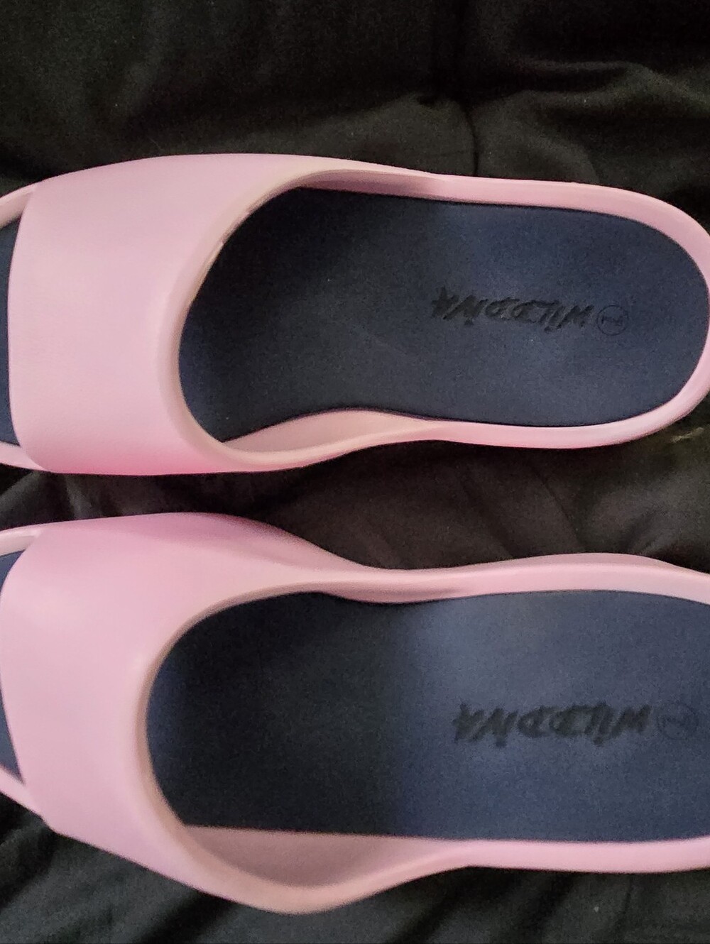 Women's Pink Slide Sandals with Cushioned Black Footbed